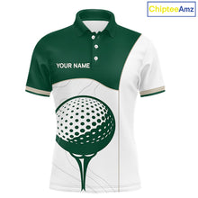Load image into Gallery viewer, Green White Golf Ball Mens Golf Polo Shirts Custom Golf Clothing For Gentleme NHT883