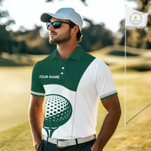 Load image into Gallery viewer, Green White Golf Ball Mens Golf Polo Shirts Custom Golf Clothing For Gentleme NHT883