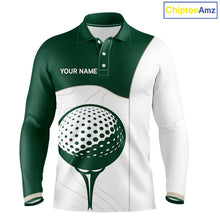 Load image into Gallery viewer, Green White Golf Ball Mens Golf Polo Shirts Custom Golf Clothing For Gentleme NHT883