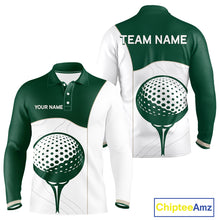 Load image into Gallery viewer, Green White Golf Ball Mens Golf Polo Shirts Custom Golf Clothing For Gentleme NHT883