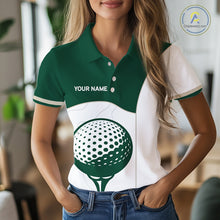 Load image into Gallery viewer, Green White Golf Ball Womens Golf Polo Shirts Custom Golf Clothing For Gentleme NHT883