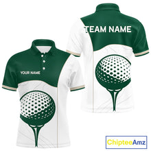 Load image into Gallery viewer, Green White Golf Ball Mens Golf Polo Shirts Custom Golf Clothing For Gentleme NHT883