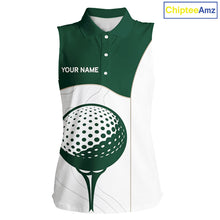 Load image into Gallery viewer, Green White Golf Ball Sleeveless Womens Golf Polo Shirts Custom Golf Clothing For Ladies NHT883