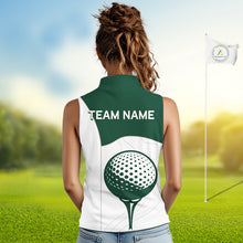 Load image into Gallery viewer, Green White Golf Ball Sleeveless Womens Golf Polo Shirts Custom Golf Clothing For Ladies NHT883