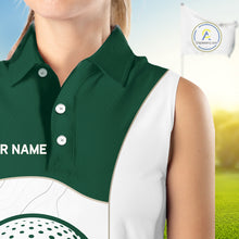 Load image into Gallery viewer, Green White Golf Ball Sleeveless Womens Golf Polo Shirts Custom Golf Clothing For Ladies NHT883