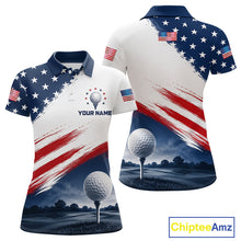 Load image into Gallery viewer, Patriotic American Flag Golf Polo Shirt For Women's –  Red White Blue Golf Apparel 