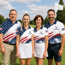 Load image into Gallery viewer, Patriotic American Flag Golf Polo Shirt For Men –  Red White Blue Golf Apparel NHT1047