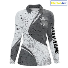 Load image into Gallery viewer, Womens Disc Golf Polo Shirt Gray Camo Disc Golf Basket, Personalized Disc Golf Shirts NHT896