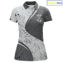 Load image into Gallery viewer, Womens Disc Golf Polo Shirt Gray Camo Disc Golf Basket, Personalized Disc Golf Shirts NHT896