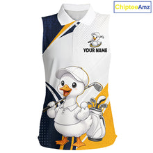 Load image into Gallery viewer, Funny Cartoon Duck Womens Sleeveless Golf Polo Shirt Personalised Team Duck Apparel NHT1219