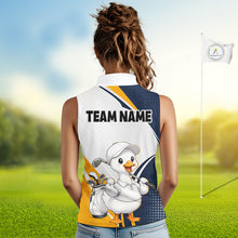 Load image into Gallery viewer, Funny Cartoon Duck Womens Sleeveless Golf Polo Shirt Personalised Team Duck Apparel NHT1219