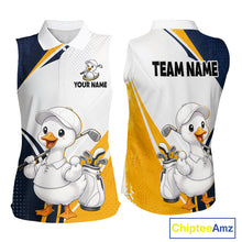 Load image into Gallery viewer, Funny Cartoon Duck Womens Sleeveless Golf Polo Shirt Personalised Team Duck Apparel NHT1219