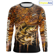 Load image into Gallery viewer, Custom Walleye Long Sleeve Tournament Camo Fishing Shirts, Walleye Fishing Jerseys NHT410