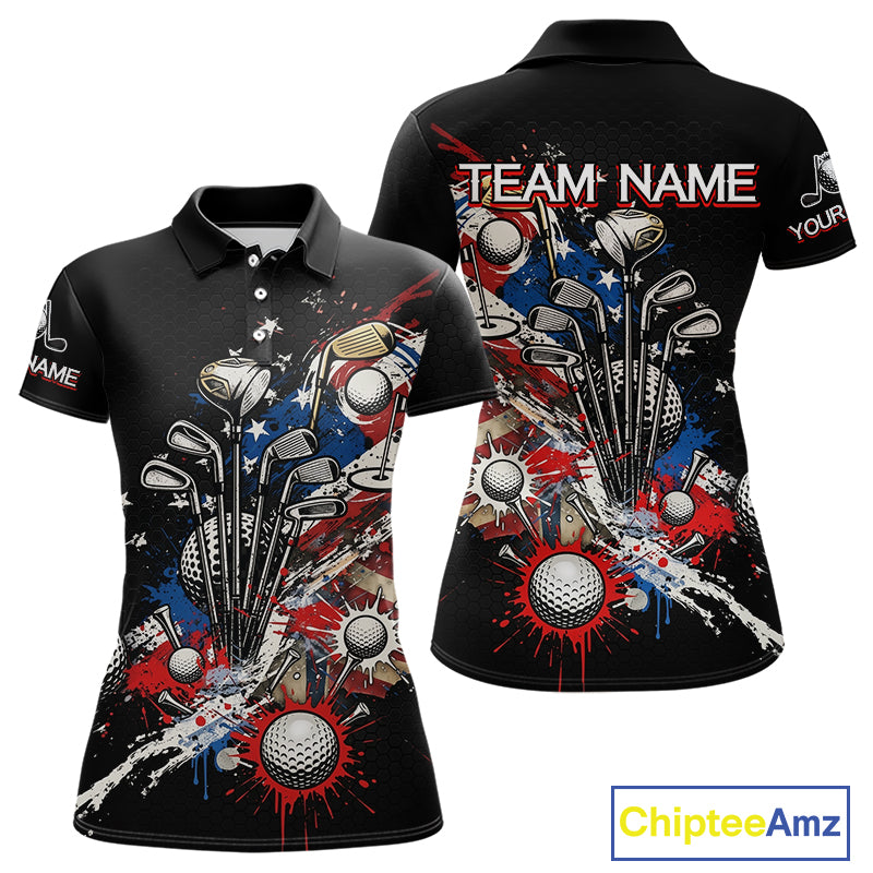 Patriotic Golf Polo Shirt Custom USA Flag Golf Shirt For Womens, Golf Apparel Gift For Golfers NHT904