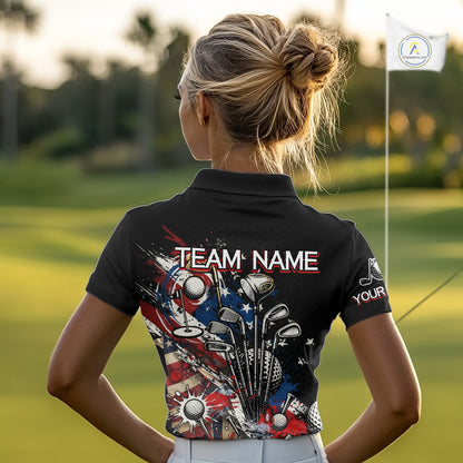 Patriotic Golf Polo Shirt Custom USA Flag Golf Shirt For Womens, Golf Apparel Gift For Golfers NHT904