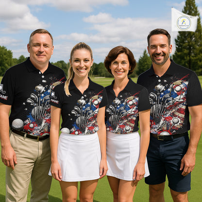 Patriotic Golf Polo Shirt Custom USA Flag Golf Shirt For Men, Golf Apparel Gift For Golfers NHT904