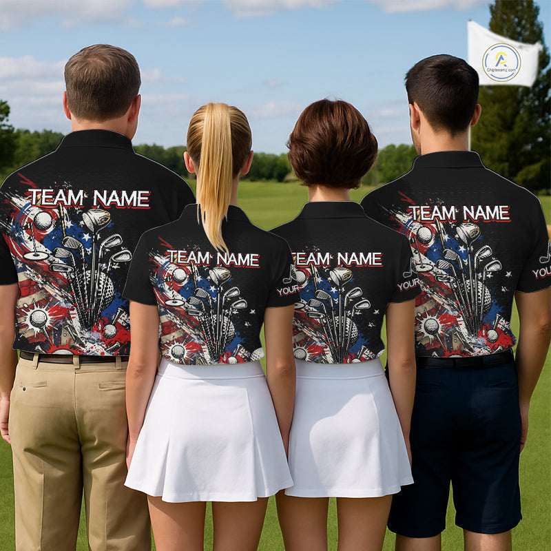 Patriotic Golf Polo Shirt Custom USA Flag Golf Shirt For Men, Golf Apparel Gift For Golfers NHT904