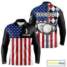 Load image into Gallery viewer, Personalized Mens Golf Polo Shirt American Flag Patriotic Golf Shirts Golf Gifts For Men NHT746