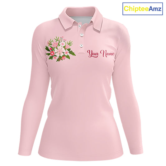 Pink Golf Mama Womens Polo Shirt, Funny Golf Mom Shirt, Mothers Day Gift For Golf Lover Mom, Ladies Golf Polo NHT749