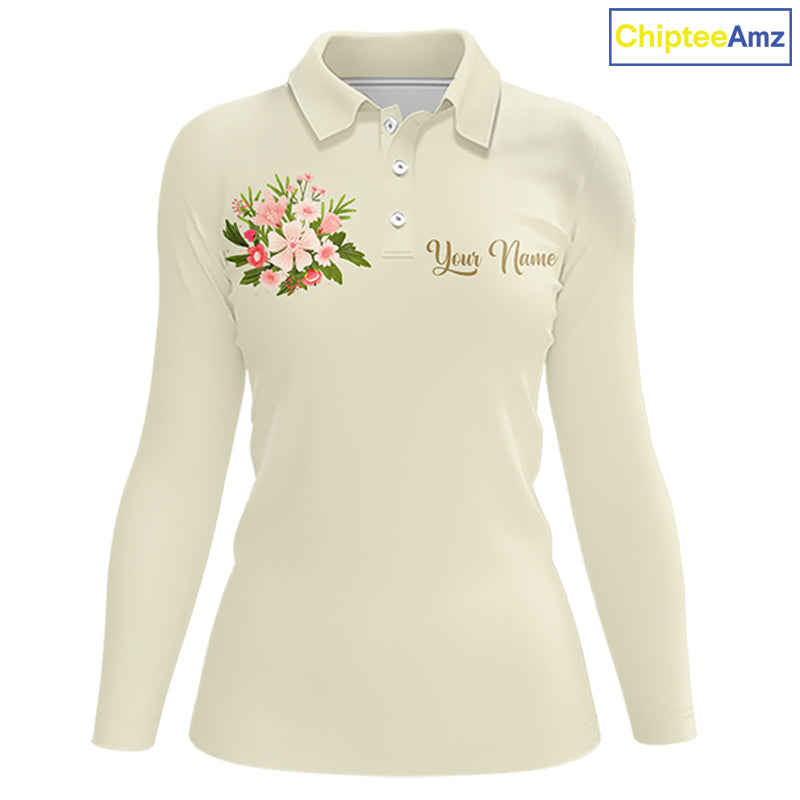 Beige Golf Mama Womens Polo Shirt, Funny Golf Mom Shirt, Mothers Day Gift For Golf Lover Mom, Ladies Golf Polo NHT752