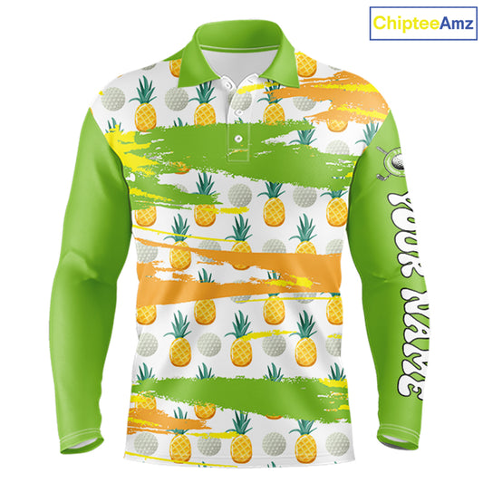 Personalized Pineapple Pattern Mens Golf Polo Shirts Team Golf Clothes Best Golf Gifts NHT753