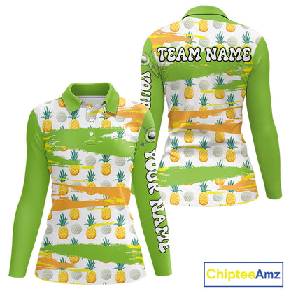 Personalized Pineapple Pattern Womens Golf Polo Shirts Team Golf Clothes Best Golf Gifts NHT753