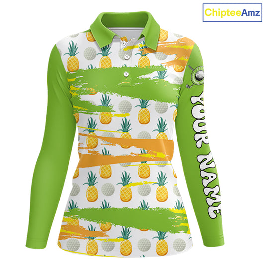 Personalized Pineapple Pattern Womens Golf Polo Shirts Team Golf Clothes Best Golf Gifts NHT753