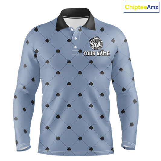 Personalized Mens Golf Jersey Spade Argyle Pattern, Performance Sportswear Golf Polo Shirt NHT755