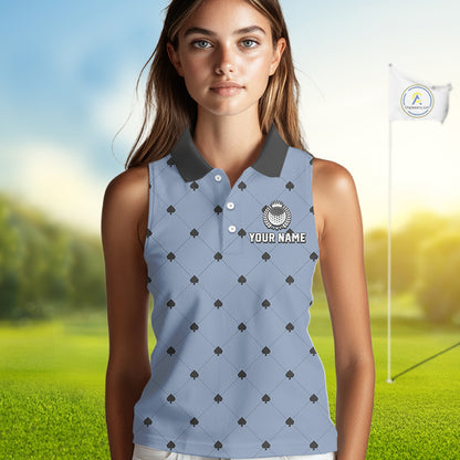 Personalized Sleeveless Womens Golf Jersey Spade Argyle Pattern, Performance Sportswear Golf Polo Shirt NHT755