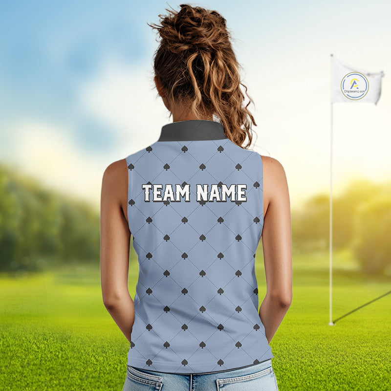 Personalized Sleeveless Womens Golf Jersey Spade Argyle Pattern, Performance Sportswear Golf Polo Shirt NHT755