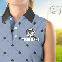 Load image into Gallery viewer, Personalized Sleeveless Womens Golf Jersey Spade Argyle Pattern, Performance Sportswear Golf Polo Shirt NHT755