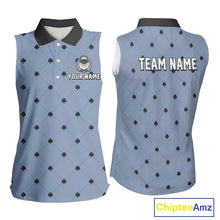 Load image into Gallery viewer, Personalized Sleeveless Womens Golf Jersey Spade Argyle Pattern, Performance Sportswear Golf Polo Shirt NHT755