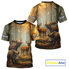 Load image into Gallery viewer, Custom Deer Moose Boar Hunting Personalized Name Hunter Gift  3D Forest Animal Shirt NHT1241