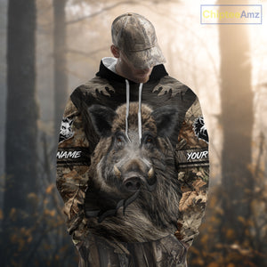 Personalized Wild Boar Hunting Camo Full Printing Shirts Boar Hunting Gifts Gift for Hunters NHT135