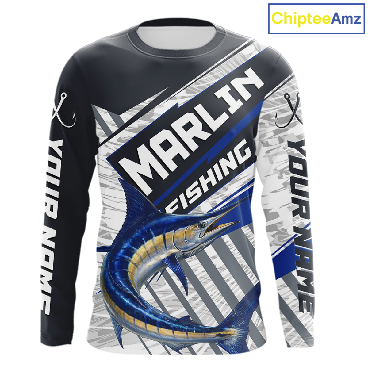 Personalized Marlin Fishing Jerseys For Fishing Team, Marlin Fishing Shirts Long Sleeve NHT919