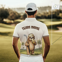 Load image into Gallery viewer, Personalized Funny Sloth Mens Golf Polo Shirt – Funny Golfer Polo For Men NHT928