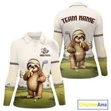 Load image into Gallery viewer, Personalized Funny Sloth Womens Golf Polo Shirt – Funny Golfer Polo For Women NHT928