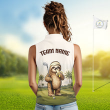 Load image into Gallery viewer, Personalized Funny Sloth Womens Sleeveless Golf Polo Shirt – Funny Golfer Polo For Women NHT928
