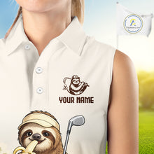 Load image into Gallery viewer, Personalized Funny Sloth Womens Sleeveless Golf Polo Shirt – Funny Golfer Polo For Women NHT928