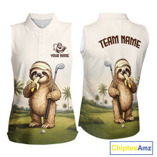 Load image into Gallery viewer, Personalized Funny Sloth Womens Sleeveless Golf Polo Shirt – Funny Golfer Polo For Women NHT928