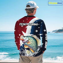 Load image into Gallery viewer, Personalized Texas Flag Crappie Fishing Shirt Jerseys, Texas Crappie Fishing Shirts Long Sleeve For Men NHT759