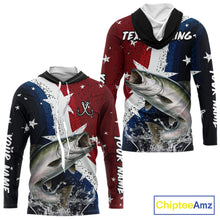 Load image into Gallery viewer, Personalized Texas Flag Chinook Salmon Fishing Shirt Jerseys, Texas Chinook Salmon Fishing Shirts Long Sleeve Hooded For Men NHT761