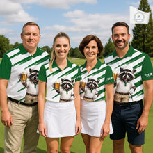 Load image into Gallery viewer, Custom Funny Beer Raccoon Golf Jersey For Mens, Mens Golf Polo Shirt Black Beige Golf Jersey NHT936