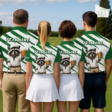 Load image into Gallery viewer, Custom Funny Beer Raccoon Golf Jersey For Mens, Mens Golf Polo Shirt Black Beige Golf Jersey NHT936