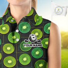 Load image into Gallery viewer, Funny Golf Patchwork Kiwi Womens Sleeveless Polo Shirt, Personalized Womens Golf Polo Shirt NHT580