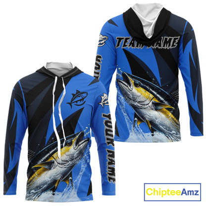 Tuna Saltwater Fishing Jerseys, Tuna Fishing Performance Hooded Fishing Shirts Long Sleeve NHT582