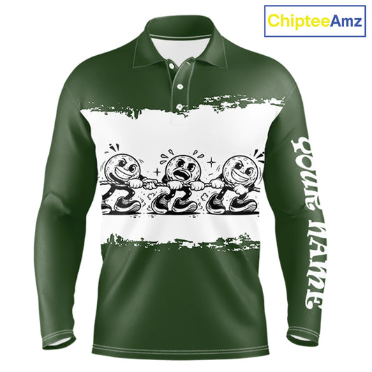 Funny Mens Golf Polo Shirt Green And White Golf Balls Personalized Golf Shirts For Men NHT787