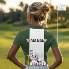 Load image into Gallery viewer, Custom Green White  Womens Golf Team Polo Shirt, Funny Golf Ball Family Design, Matching Team Outfit NHT789