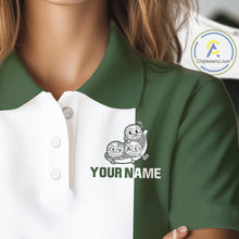 Load image into Gallery viewer, Custom Green White  Womens Golf Team Polo Shirt, Funny Golf Ball Family Design, Matching Team Outfit NHT789