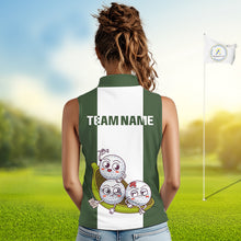 Load image into Gallery viewer, Custom Green White Sleeveless Womens Golf Team Polo Shirt, Funny Golf Ball Family Design, Matching Team Outfit NHT789